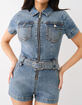 TRUE RELIGION Womens Belted Denim Zip Romper image number 5