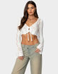 EDIKTED Tie Front Crochet Crop Top image number 1