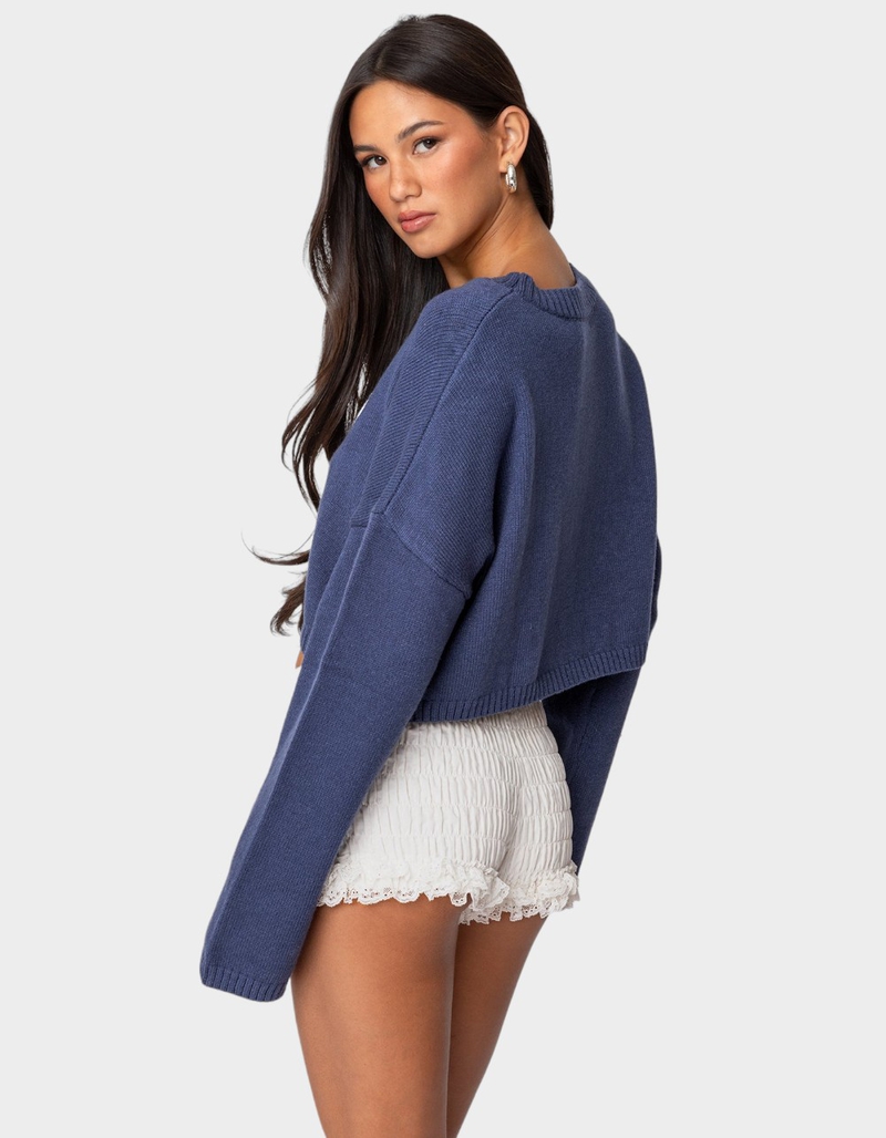EDIKTED Knit Bow Cropped Sweater image number 3