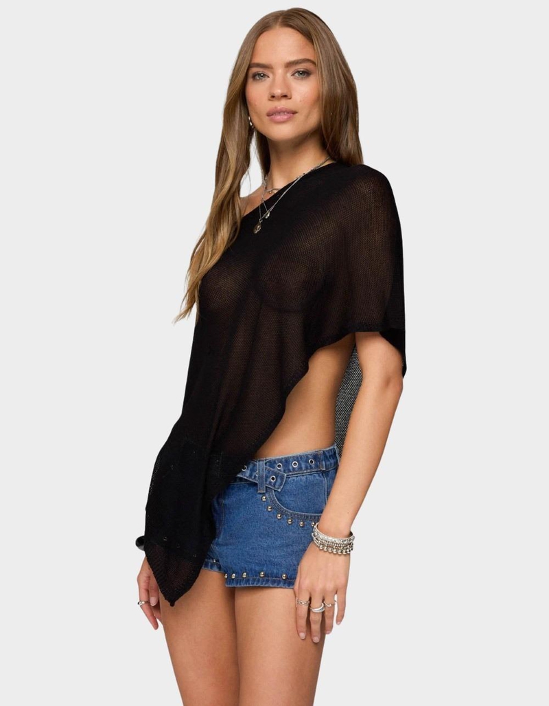 EDIKTED Azalia Asymmetric Knit Poncho image number 1