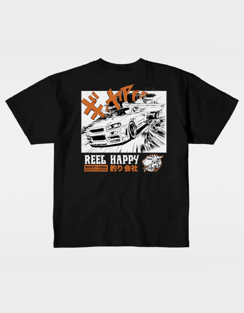 REEL HAPPY Road Trip Mens Oversized Crop Tee image number 0