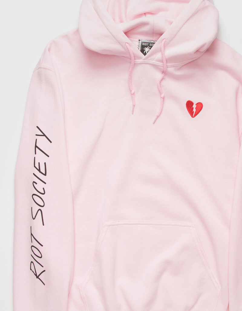 RIOT SOCIETY Broken Heart Mens Pink Hoodie image number 1