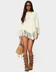 EDIKTED Kamila Fringe Knit Poncho image number 5