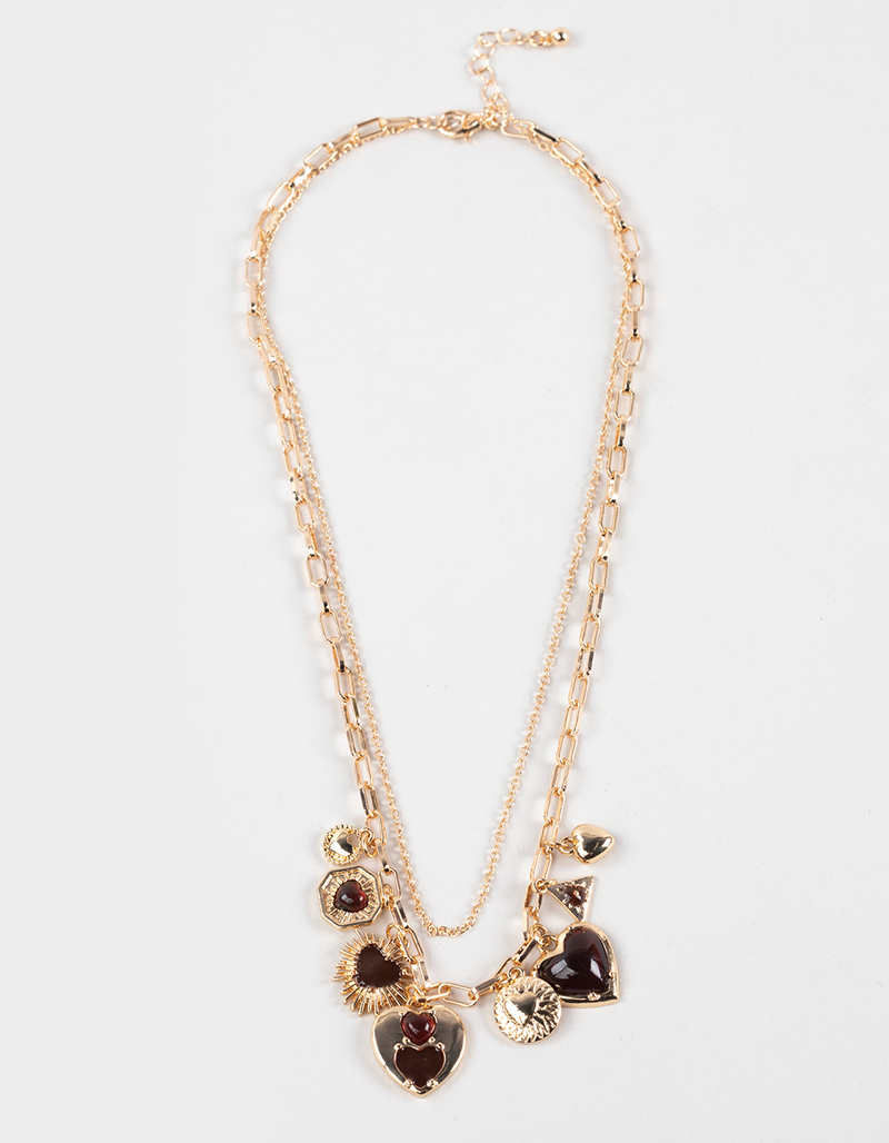 FULL TILT Multi Heart Charm Necklace image number 0