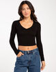 BOZZOLO Womens V-Neck Long Sleeve Tee image number 1