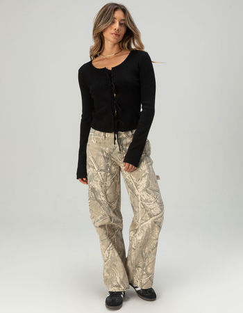 FULL TILT 3 Tie Front Womens Pointelle Cardigan Alternative Image
