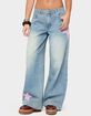 EDIKTED Trish Satin Effect Stars Low Rise Jeans image number 1