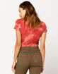 SKY AND SPARROW Tie Dye Thermal Red Womens Tee image number 3