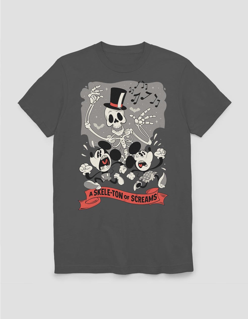DISNEY 100TH ANNIVERSARY Skele-Ton Mickey Screams Unisex Tee image number 0