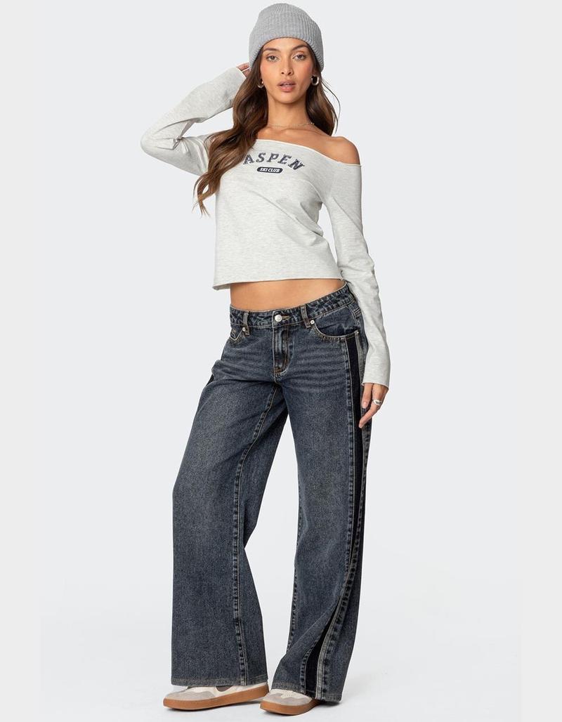 EDIKTED Contrast Panel Low Rise Jeans image number 1