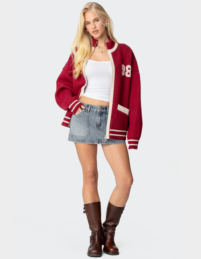 EDIKTED Gigi Carpenter Denim Mini Skirt image number 1