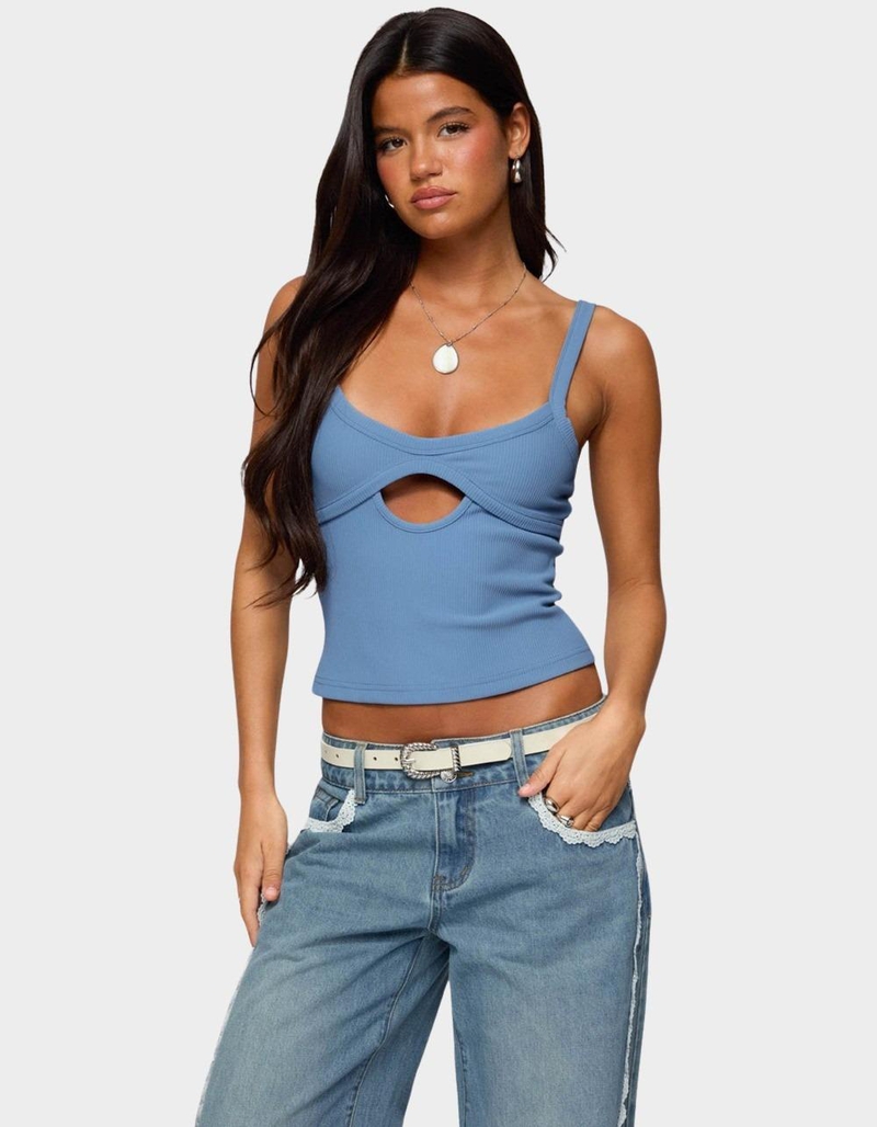 EDIKTED Karin Cut Out Ribbed Tank Top image number 0