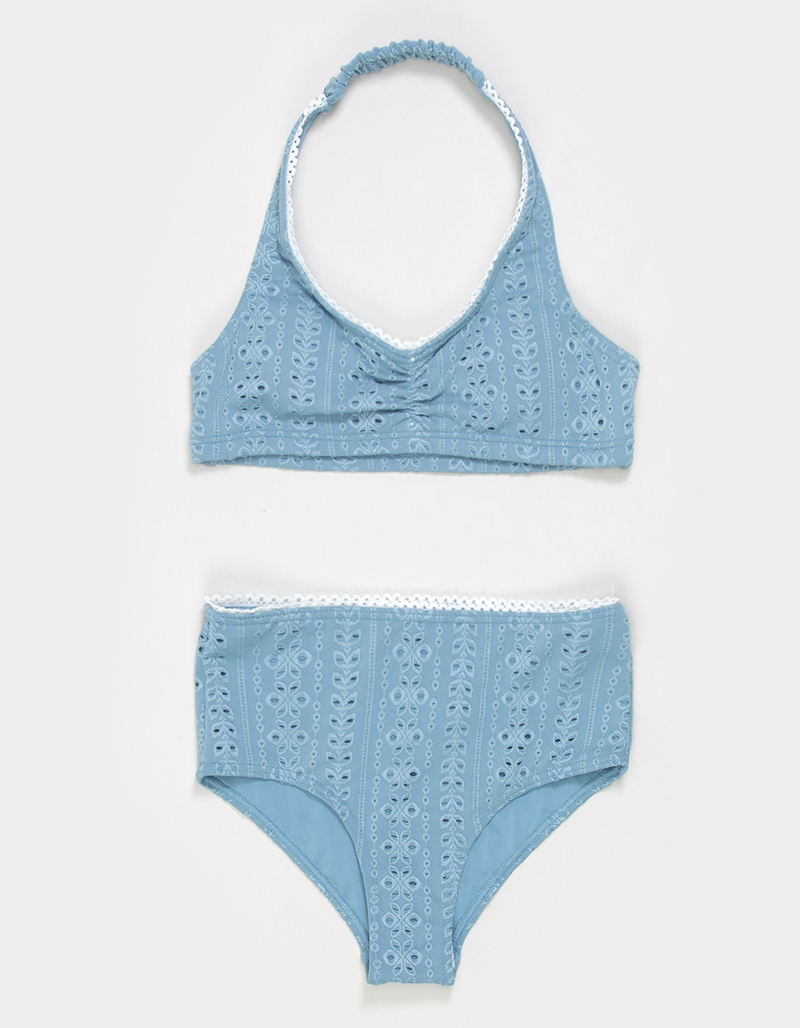 FULL TILT Texture Girls Halter Bikini Set image number 1