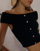 WEST OF MELROSE Off The Shoulder Button Front Top image number 5