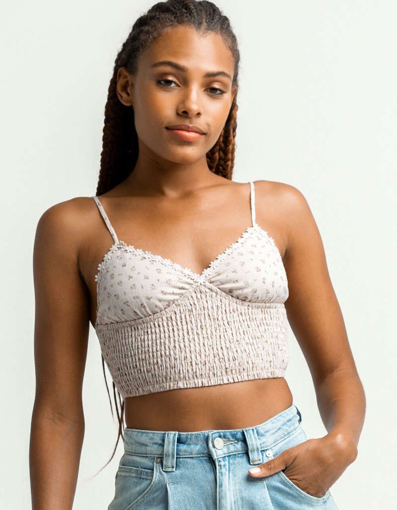 SKY AND SPARROW Ditsy Daisy Trim Womens Tan Cami image number 0