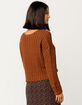 SKY AND SPARROW Open Weave Brown Womens Crop Sweater image number 3