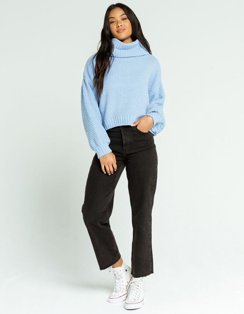SKY AND SPARROW Chenille Cowl Neck Womens Light Blue Sweater - LTBLU ...