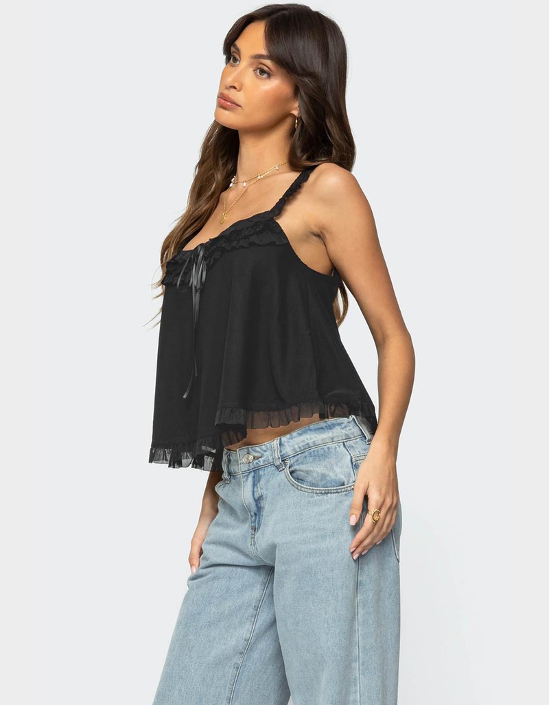 EDIKTED Ruffle Mesh Babydoll Tank Top image number 2