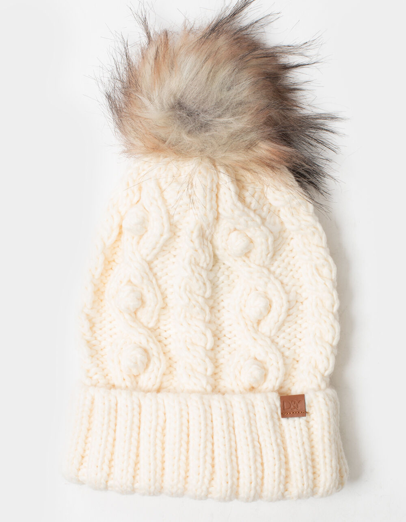 DAVID AND YOUNG Pom Popcorn Knit Beanie image number 0