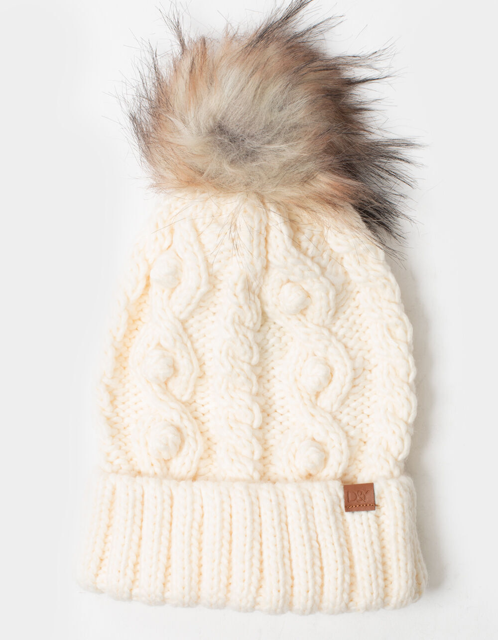 DAVID AND YOUNG Pom Popcorn Knit Beanie 