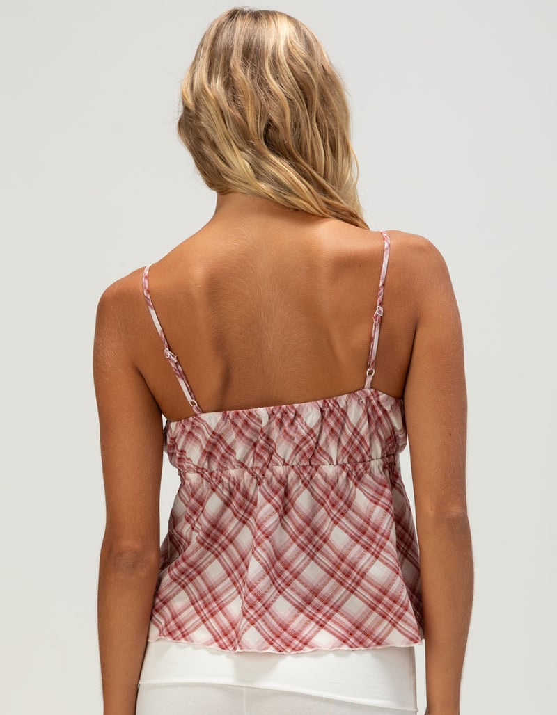 RSQ Womens Embroidered Plaid Babydoll Top image number 4