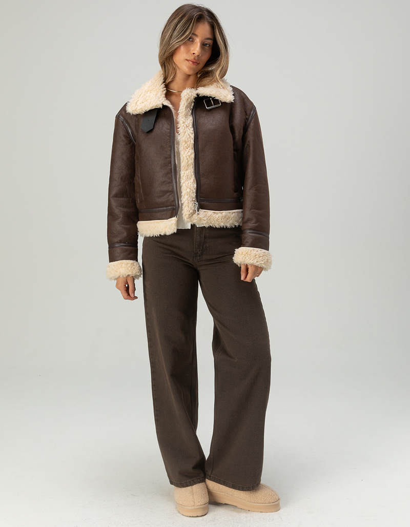 FULL TILT Womens Sherpa Moto Jacket image number 2