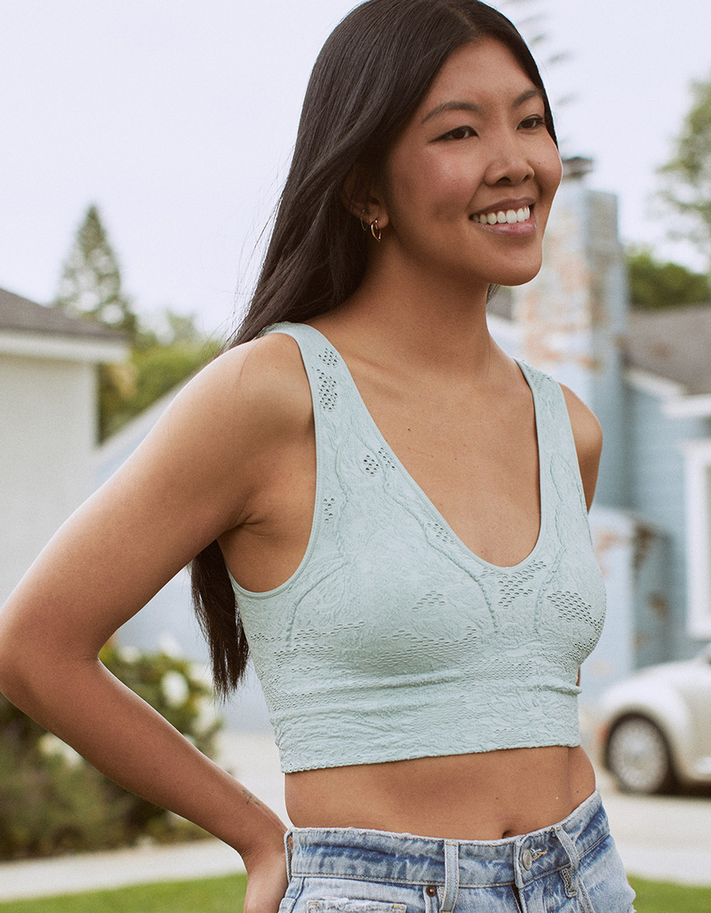 FULL TILT Seamless Textured Deep V Womens Tank Top image number 0