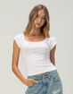 HEART & HIPS Womens Bubble Cap Sleeve Top image number 1