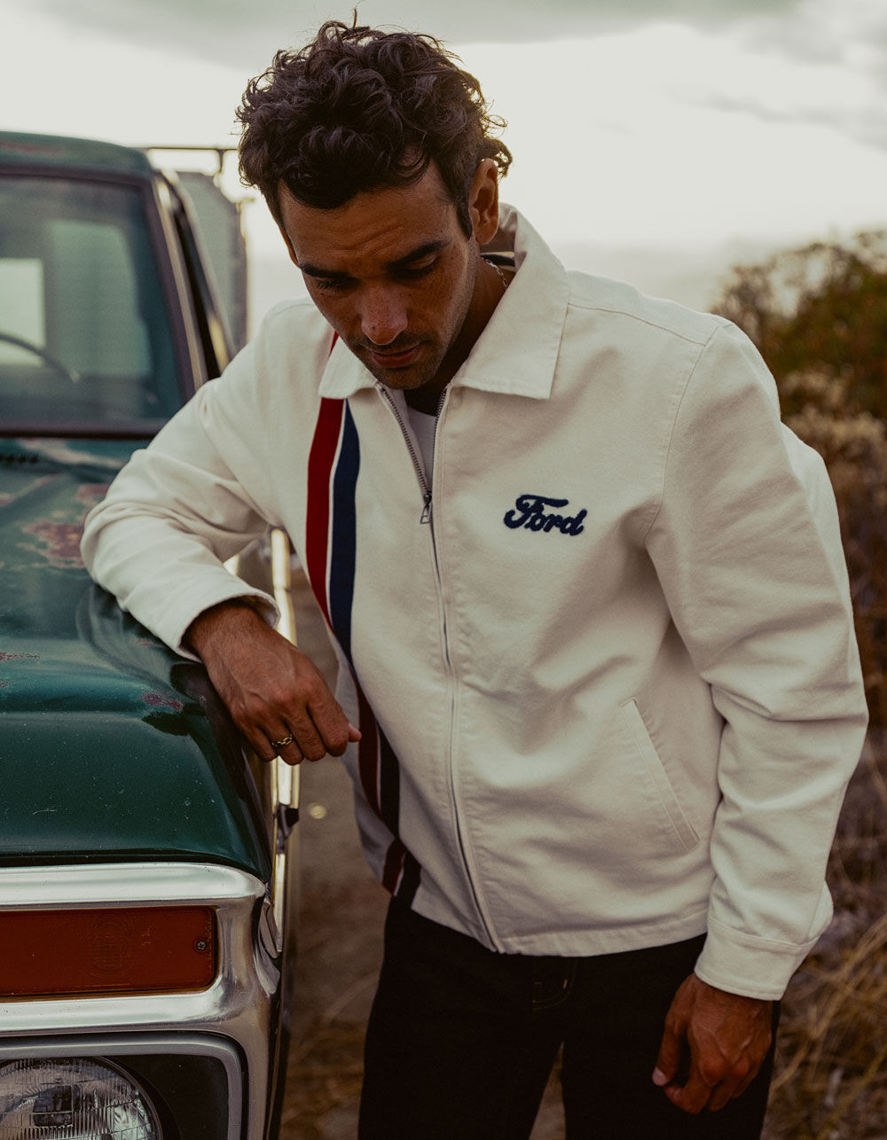 BRIXTON x Ford Number One Mens Garage Jacket - WHITE | Tillys