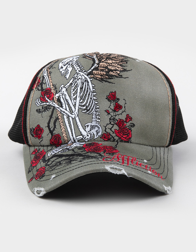 AFFLICTION Winged Reaper Womens Trucker Hat image number 1