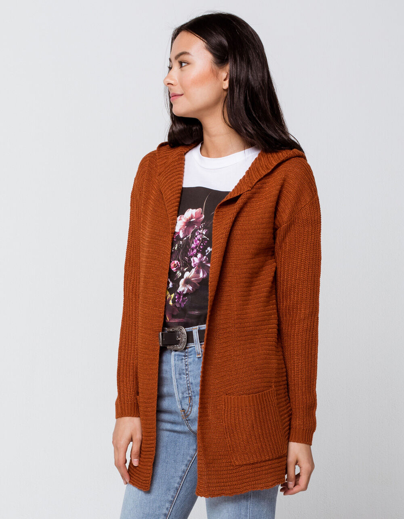 FULL CIRCLE TRENDS Womens Brown Hooded Cardigan image number 1