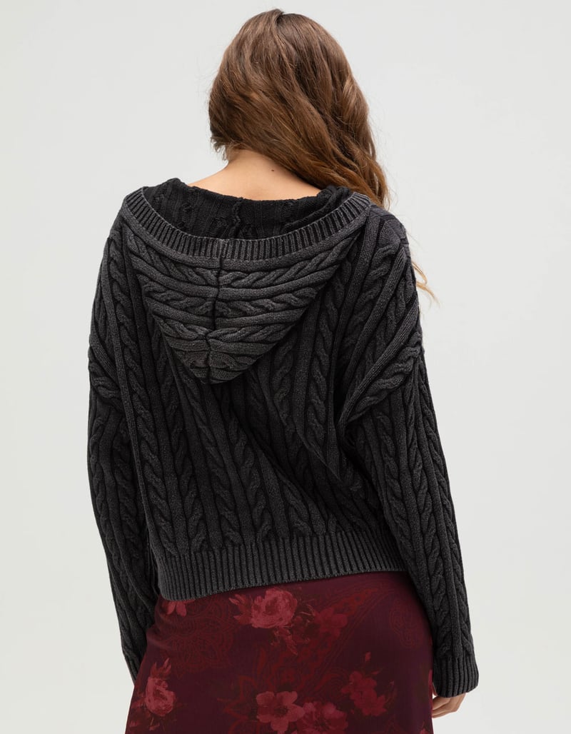RSQ Womens Cable Knit Zip-Up Sweater image number 3
