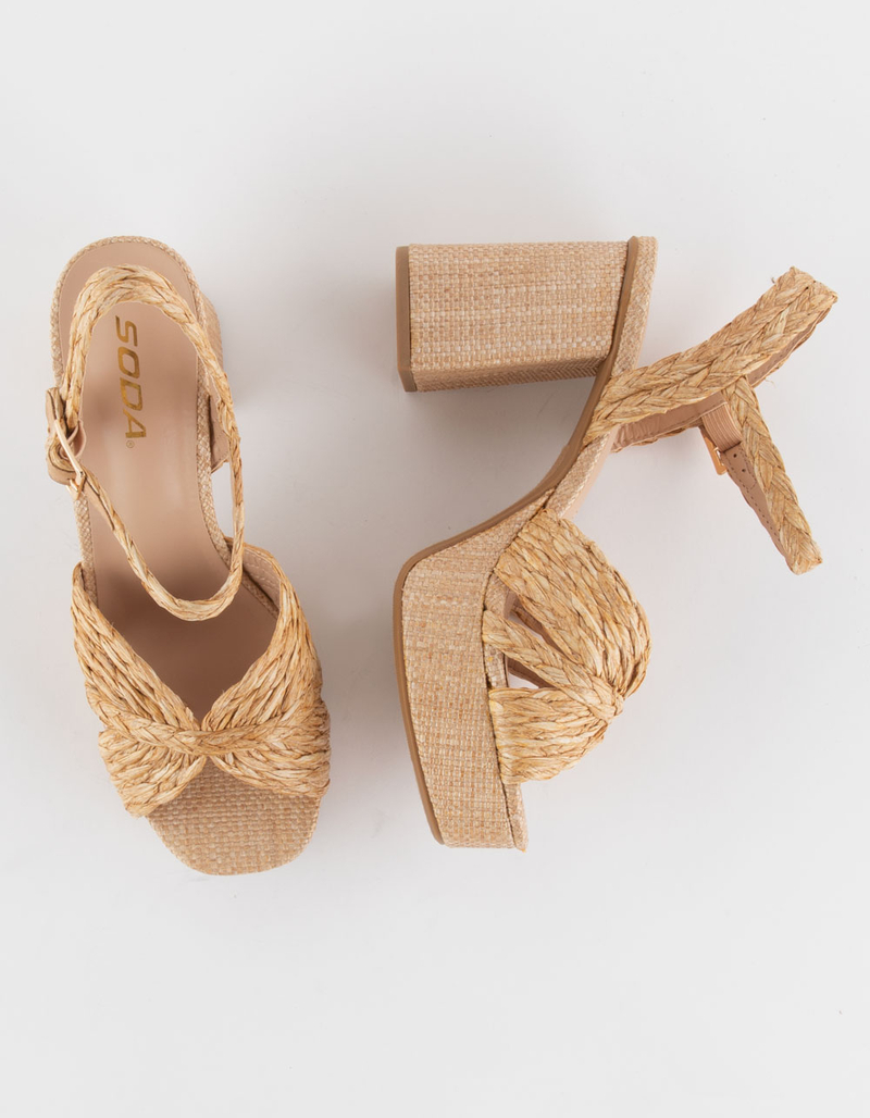 SODA Braided Raffia Platform Womens Heeled Sandals image number 4