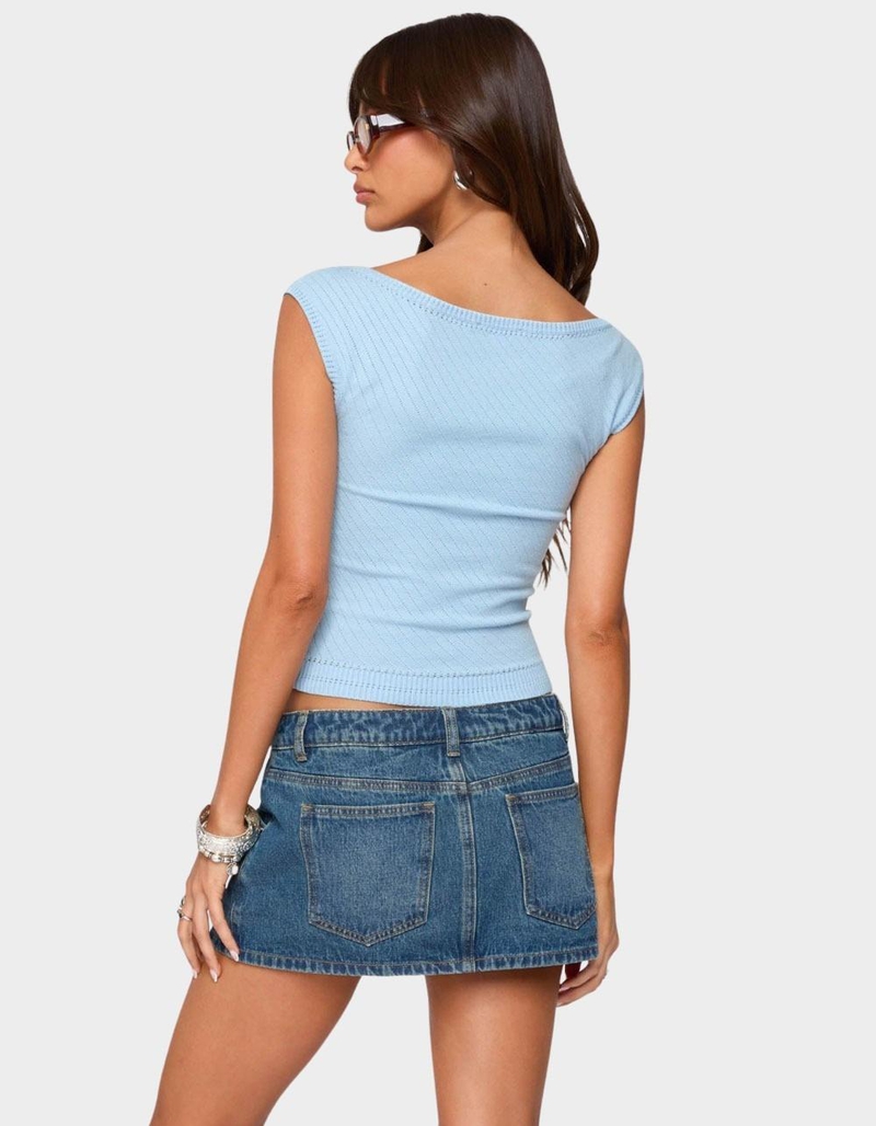 EDIKTED Jarah Pointelle Knit Boat Neck Top image number 2