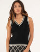 SAY WHAT Womens Tipping V Neck Sweater Vest  image number 1