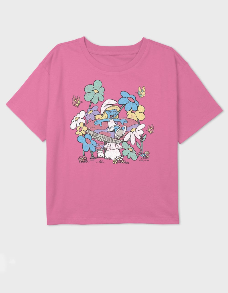 THE SMURFS Smurfette Mushroom Life Girls Crop Tee image number 0