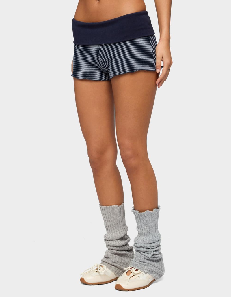 EDIKTED Nour Contrast Striped Foldover Shorts image number 1