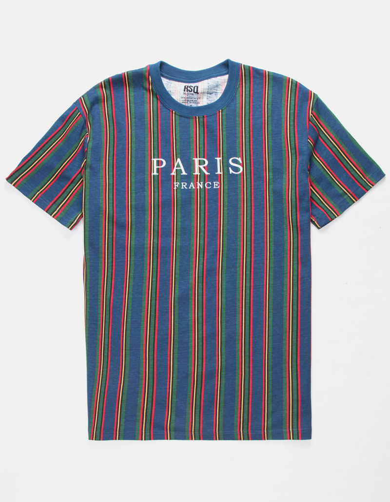 RSQ Paris Vert Striped Mens T-Shirt image number 0