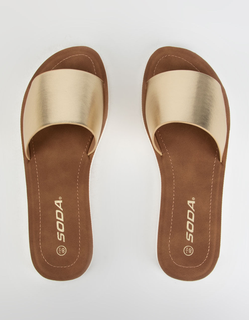 SODA Comfort Womens Gold Slide Sandals image number 1