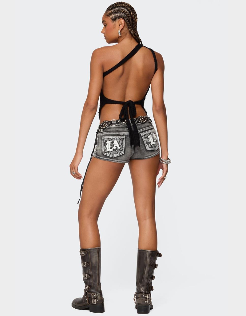 EDIKTED Codi Backless Asymmetric Knit Top image number 1