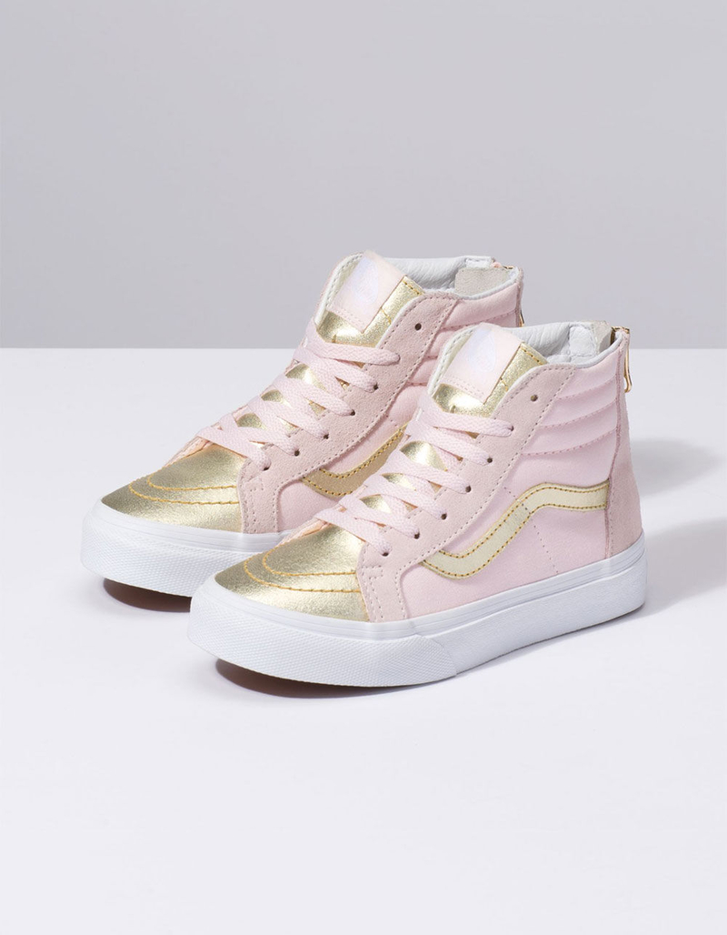 VANS Metallic Toe Sk8-Hi Zip Heavenly Pink & Gold Girls Shoes image number 1