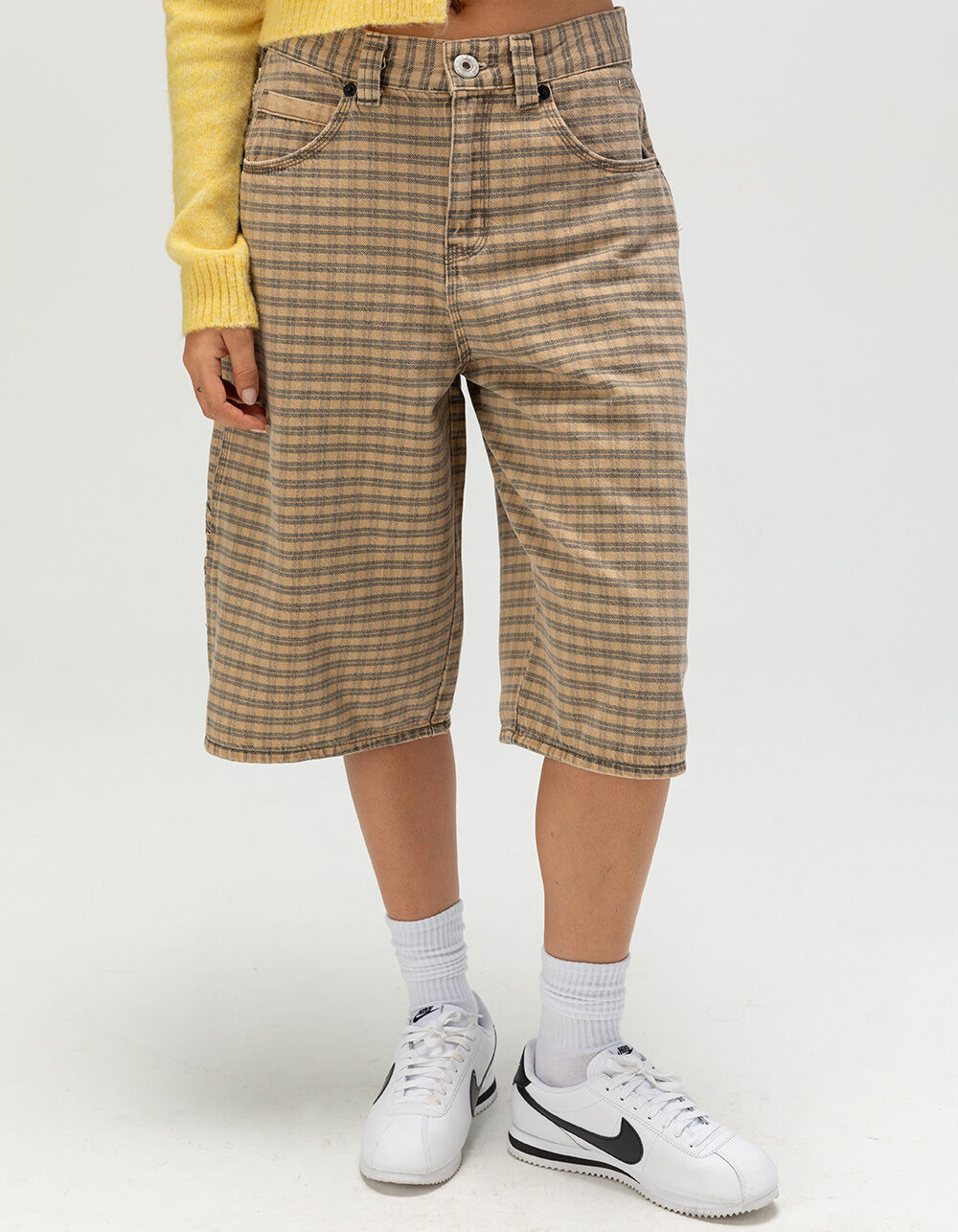 BDG Urban Outfitters Check Nicola Womens Jorts - BEIGE | Tillys