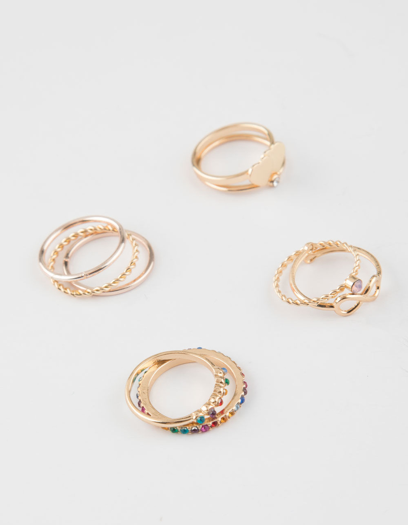 FULL TILT 9 Piece Infinity & Rainbow Rings image number 0