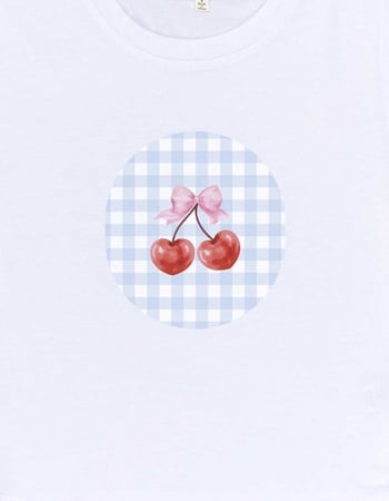 CHERRIES Picnic Gingham Womens Baby Tee Alternative Image