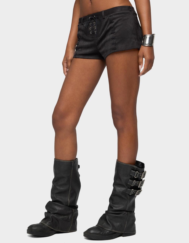 EDIKTED Sloane Faux Suede Micro Shorts image number 1