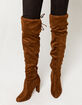 WILD DIVA Over The Knee Heeled Brown Womens Boots image number 1