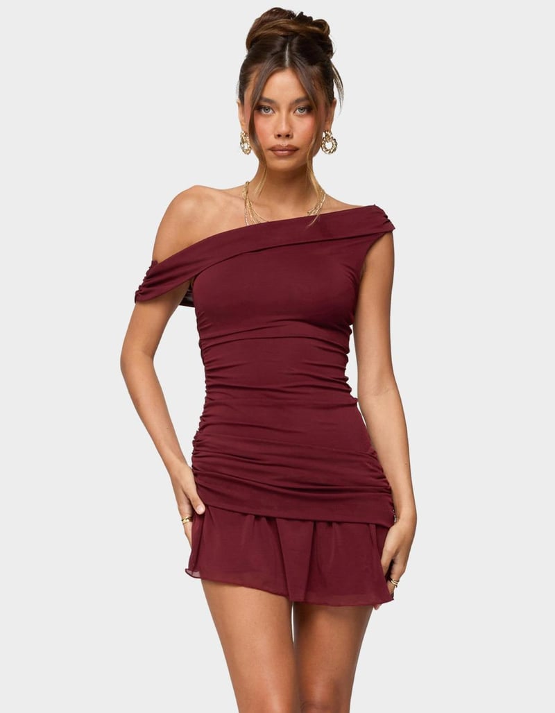 EDIKTED Gesibelle Off Shoulder Mesh Mini Dress image number 0