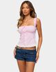 EDIKTED Zeffie Textured Gingham Tie Front Top image number 1