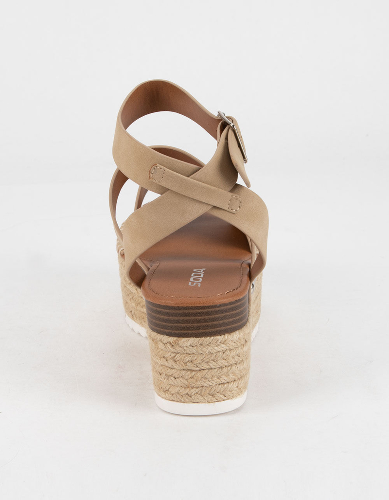 SODA Banded Womens Tan Flatform Sandals image number 3