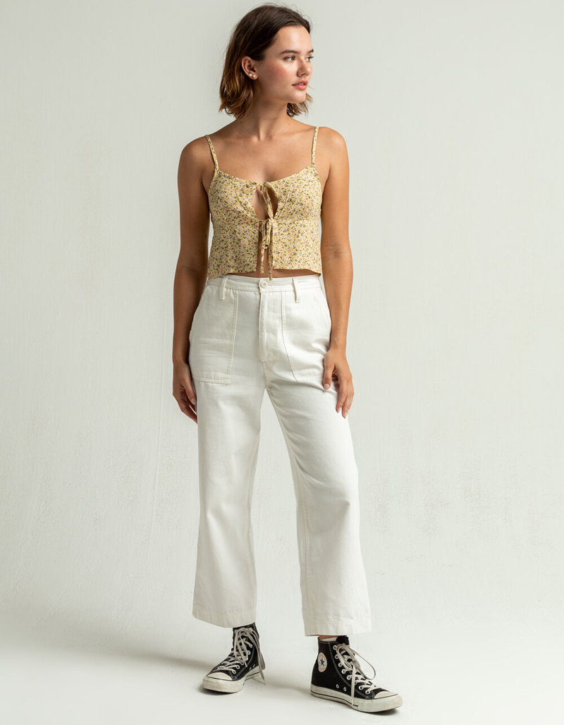 SKY AND SPARROW Floral Womens Yellow Double Tie Front Cami image number 4